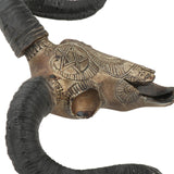 Maxbell Bull Skull Sculpture Resin Animal Head Carved Chic Wall Hanging for Office Black