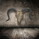 Maxbell Bull Skull Sculpture Resin Animal Head Carved Chic Wall Hanging for Office Black