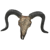 Maxbell Bull Skull Sculpture Resin Animal Head Carved Chic Wall Hanging for Office Black