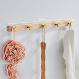 Maxbell Wood Coats Hanger Rack Wall Hooks for Bathroom Kitchen 5 Hooks 45cmx3.5cm