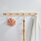 Maxbell Wood Coats Hanger Rack Wall Hooks for Bathroom Kitchen 6 Hooks 55cmx3.5cm