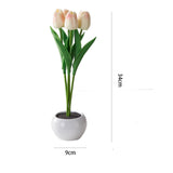 Maxbell Creative Tulips Artificial Flowers with LED Light for Anniversary Ornament Pink