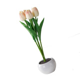 Maxbell Creative Tulips Artificial Flowers with LED Light for Anniversary Ornament Pink