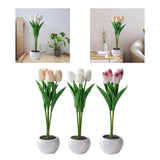 Maxbell Creative Tulips Artificial Flowers with LED Light for Anniversary Ornament White