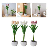 Maxbell Creative Tulips Artificial Flowers with LED Light for Anniversary Ornament White