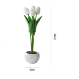 Maxbell Creative Tulips Artificial Flowers with LED Light for Anniversary Ornament White