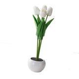 Maxbell Creative Tulips Artificial Flowers with LED Light for Anniversary Ornament White