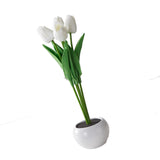 Maxbell Creative Tulips Artificial Flowers with LED Light for Anniversary Ornament White