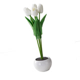 Maxbell Creative Tulips Artificial Flowers with LED Light for Anniversary Ornament White