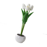 Maxbell Creative Tulips Artificial Flowers with LED Light for Anniversary Ornament White