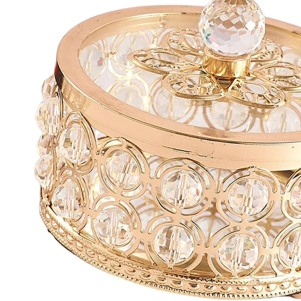 Maxbell Crystal Jewelry Box Organizer Trinket Box for Rings Earrings Home 10cmx9.5cm