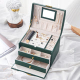 Maxbell Jewelry Box Storage Organizer Multi Layer with Mirror Inside White