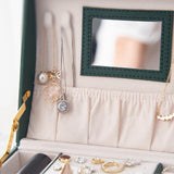 Maxbell Jewelry Box Storage Organizer Multi Layer with Mirror Inside Green