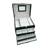 Maxbell Jewelry Box Storage Organizer Multi Layer with Mirror Inside Green