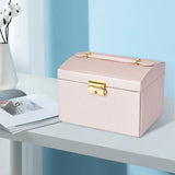 Maxbell Jewelry Box Storage Organizer Multi Layer with Mirror Inside Pink