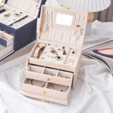 Maxbell Jewelry Box Storage Organizer Multi Layer with Mirror Inside Pink