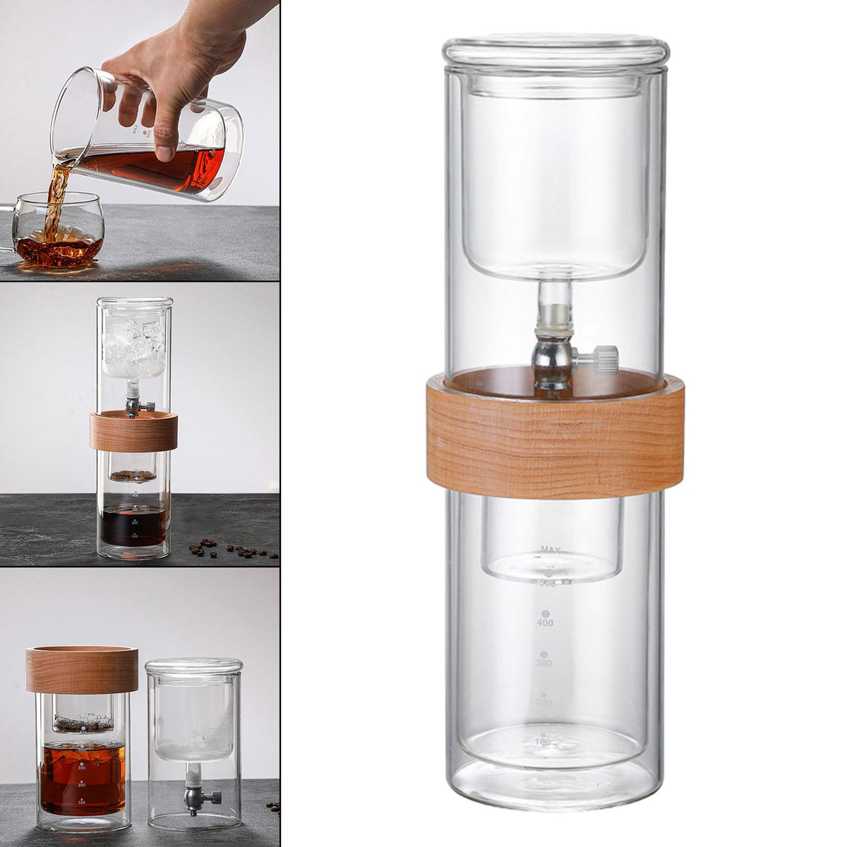 Maxbell Glass Ice Drip Coffee Pot Coffee Mug Drip Coffee Machine for Camping
