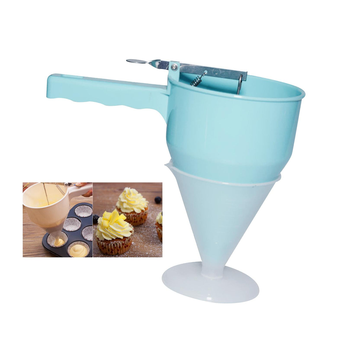 Maxbell Batter Dispenser Funnel Dispenser Batter Mixer 8mm for Baking Dessert Cake Blue
