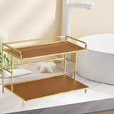 Maxbell 2 Tier Small Storage Rack Bathroom Shelf for Bathroom Bedroom Countertop Brown