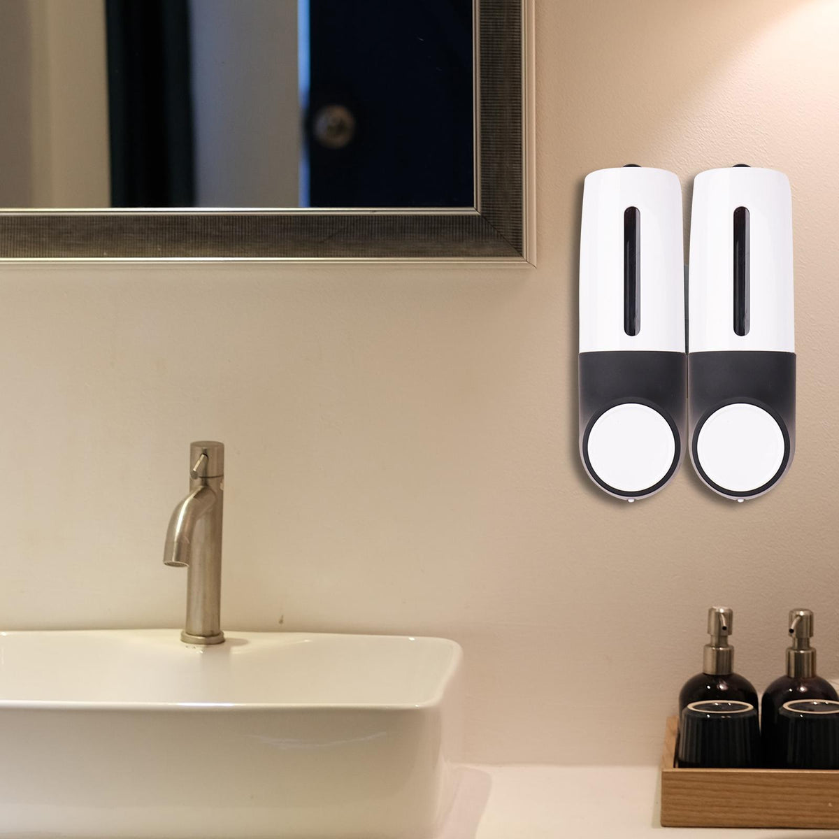 Maxbell 450ml Wall Mounted Soap Dispenser for Bathroom Black Double Head