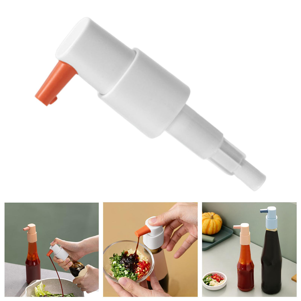 Maxbell Sauce Dispenser Pump for Kitchen Ketchup Salad Dressing Oil Small Size White