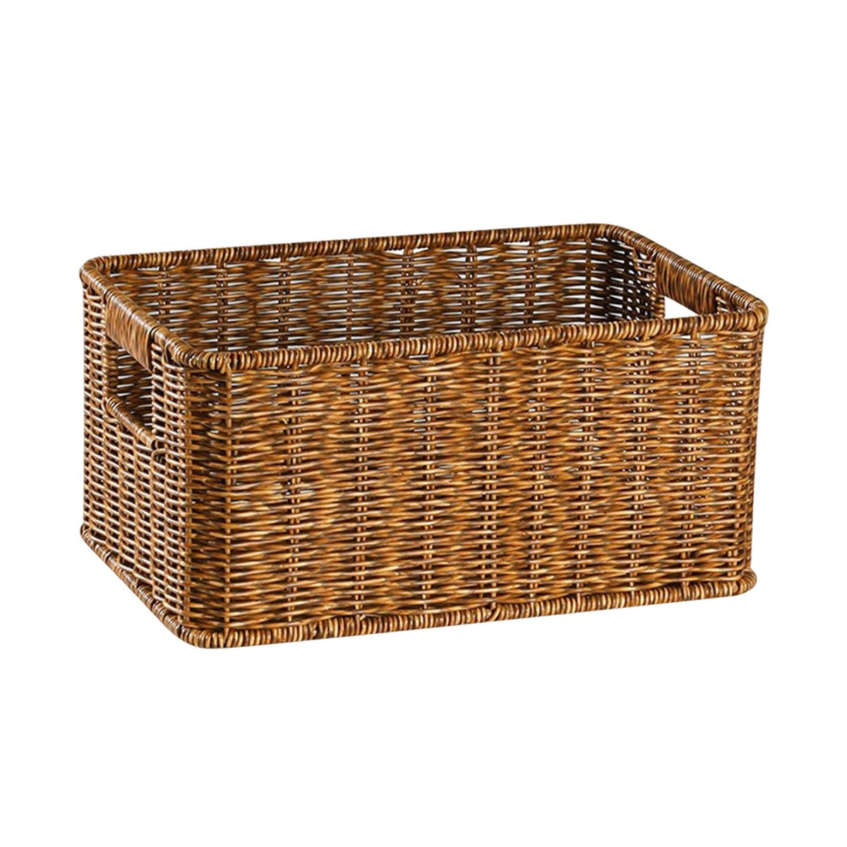 Maxbell Rectangular Imitation Ratten Decorative Basket with Handles 31x21x15cm