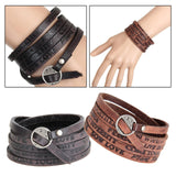 Maxbell PU Leather Wide Bracelet Punk Cuff Bangles for Punk Clothing Father Boys Black