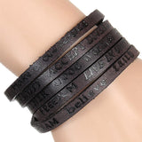 Maxbell PU Leather Wide Bracelet Punk Cuff Bangles for Punk Clothing Father Boys Black
