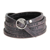 Maxbell PU Leather Wide Bracelet Punk Cuff Bangles for Punk Clothing Father Boys Black