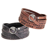 Maxbell PU Leather Wide Bracelet Punk Cuff Bangles for Punk Clothing Father Boys Black