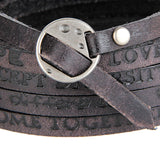 Maxbell PU Leather Wide Bracelet Punk Cuff Bangles for Punk Clothing Father Boys Black