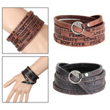 Maxbell PU Leather Wide Bracelet Punk Cuff Bangles for Punk Clothing Father Boys Black
