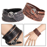 Maxbell PU Leather Wide Bracelet Punk Cuff Bangles for Punk Clothing Father Boys Black