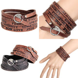 Maxbell PU Leather Wide Bracelet Punk Cuff Bangles for Punk Clothing Father Boys Black