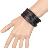 Maxbell PU Leather Wide Bracelet Punk Cuff Bangles for Punk Clothing Father Boys Black