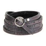 Maxbell PU Leather Wide Bracelet Punk Cuff Bangles for Punk Clothing Father Boys Black