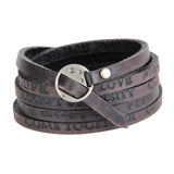 Maxbell PU Leather Wide Bracelet Punk Cuff Bangles for Punk Clothing Father Boys Black