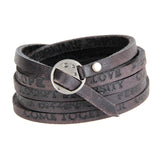 Maxbell PU Leather Wide Bracelet Punk Cuff Bangles for Punk Clothing Father Boys Black