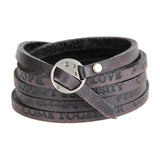Maxbell PU Leather Wide Bracelet Punk Cuff Bangles for Punk Clothing Father Boys Black
