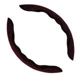 Maxbell 2Pcs Steering Wheel Covers Non Slip Durable for Diameter 38cm Truck Black red
