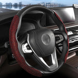 Maxbell 2Pcs Steering Wheel Covers Non Slip Durable for Diameter 38cm Truck Black red