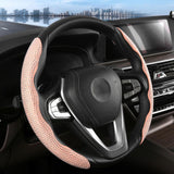 Maxbell 2Pcs Steering Wheel Covers Non Slip Durable for Diameter 38cm Truck pink and white