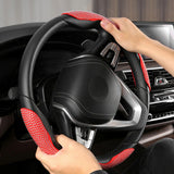 Maxbell 2Pcs Steering Wheel Covers Non Slip Durable for Diameter 38cm Truck Red white