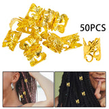 Maxbell 50x Dreadlocks Beads Hair Braiding Rings Clips Alloy for Pendants Women Men Golden