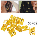 Maxbell 50x Dreadlocks Beads Hair Braiding Rings Clips Alloy for Pendants Women Men Golden