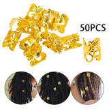 Maxbell 50x Dreadlocks Beads Hair Braiding Rings Clips Alloy for Pendants Women Men Golden