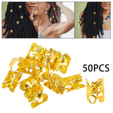 Maxbell 50x Dreadlocks Beads Hair Braiding Rings Clips Alloy for Pendants Women Men Golden