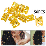 Maxbell 50x Dreadlocks Beads Hair Braiding Rings Clips Alloy for Pendants Women Men Golden