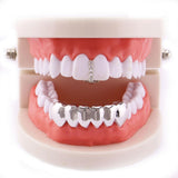 Maxbell 18k Plated Grills Hip Hop Punk Upper Lower Sparkling for Men Women Gift sliver