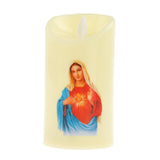 Maxbell Electronic Candle Flameless Pillar Light Decoration  Sacred Heart Female